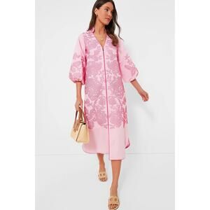 Hyacinth House Light Pink With Dark Pink Embroidery Embroidery Arem Caftan XXS